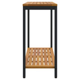 Outdoor Table with Storage Natural and black 110 x 35 x 75 cm - Rear View