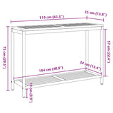 Outdoor Table with Storage Natural and black 110 x 35 x 75 cm - Extra Image