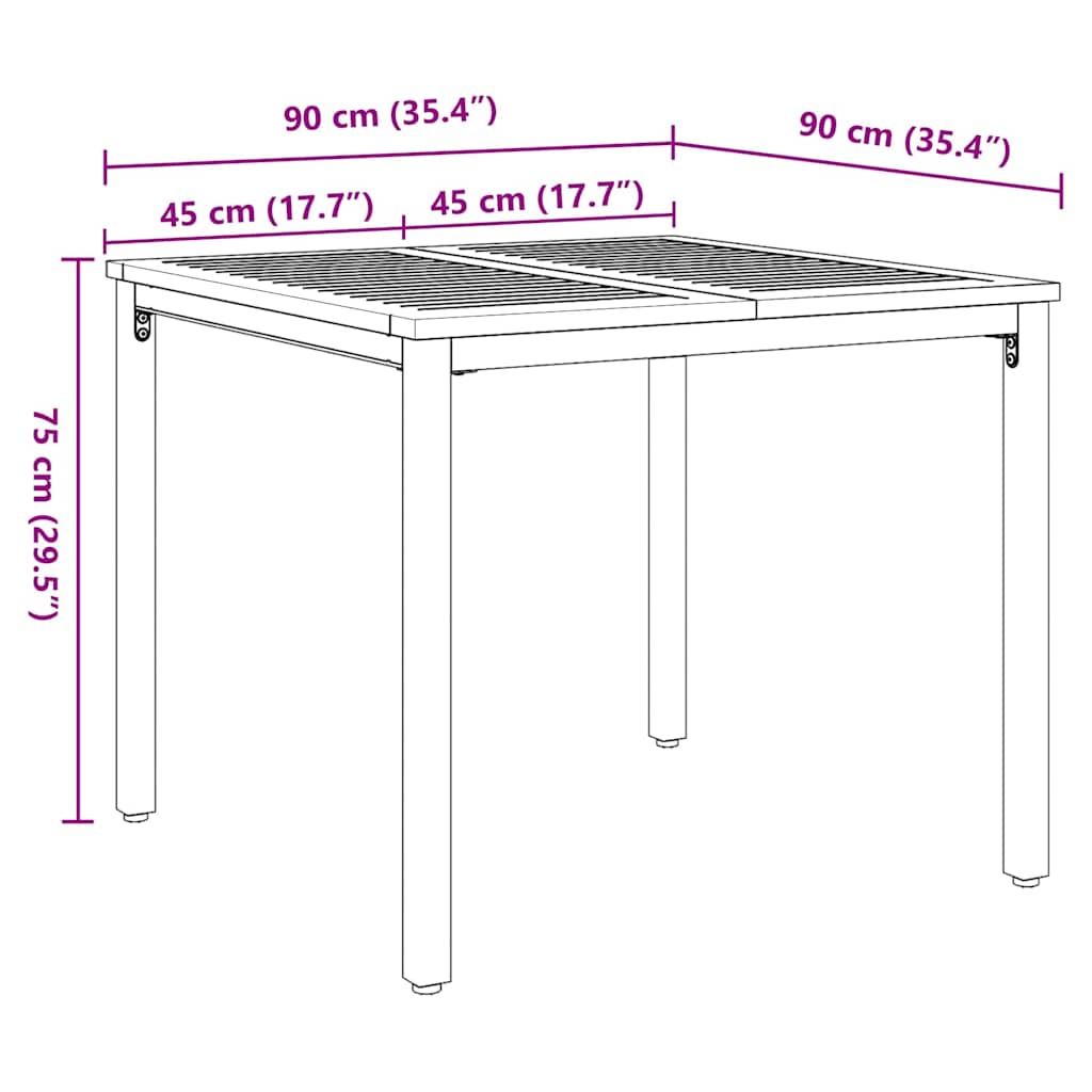 Outdoor Tables Natural and black 90 x 90 x 75 cm