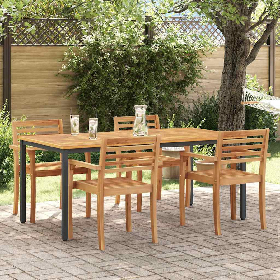 Outdoor Table Natural and Black 180 x 90 x 75 cm