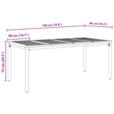 Outdoor Tables Natural and black 180 x 90 x 75 cm - Extra Image