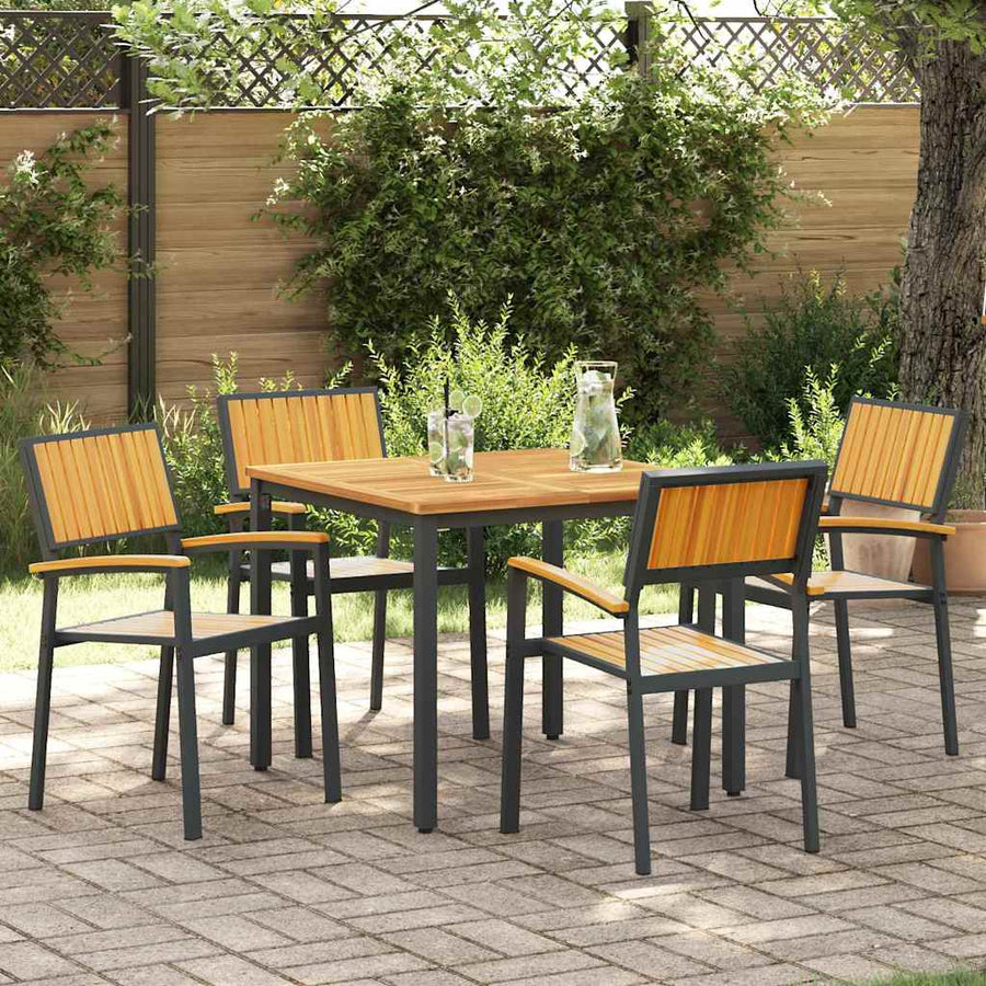 Stacking Chair 4 pcs Brown Solid Acacia Wood Stackable