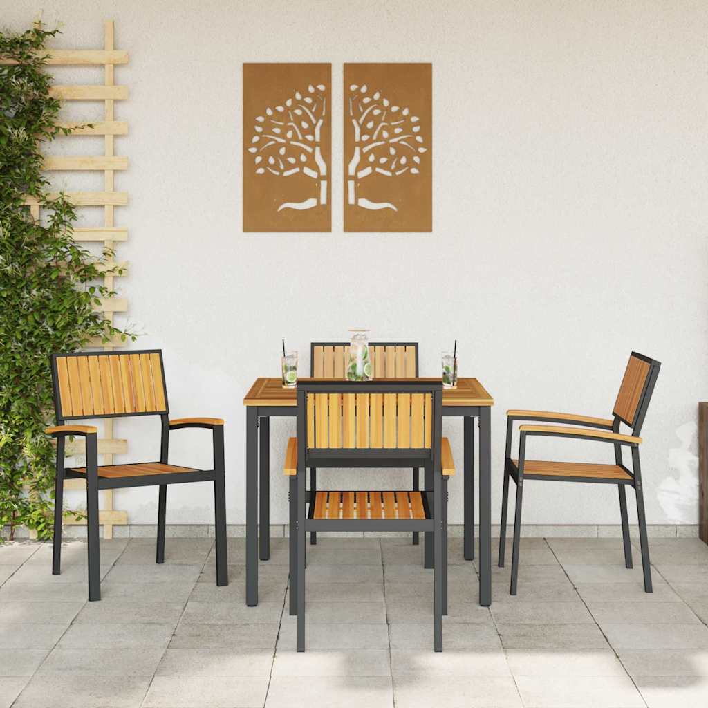 Stacking Chair 4 pcs Brown 56 x 57 x 87 cm Solid Acacia Wood