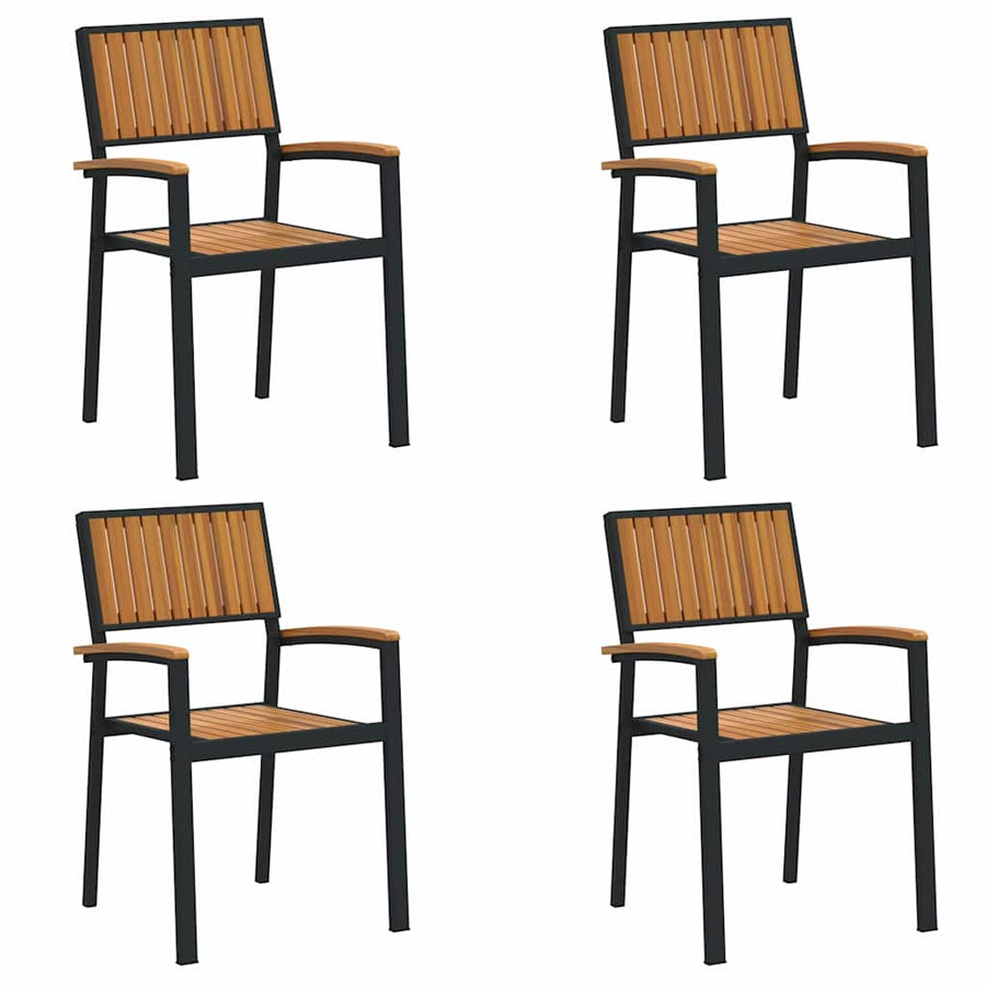 Stacking Chair 4 pcs Brown Solid Acacia Wood Stackable