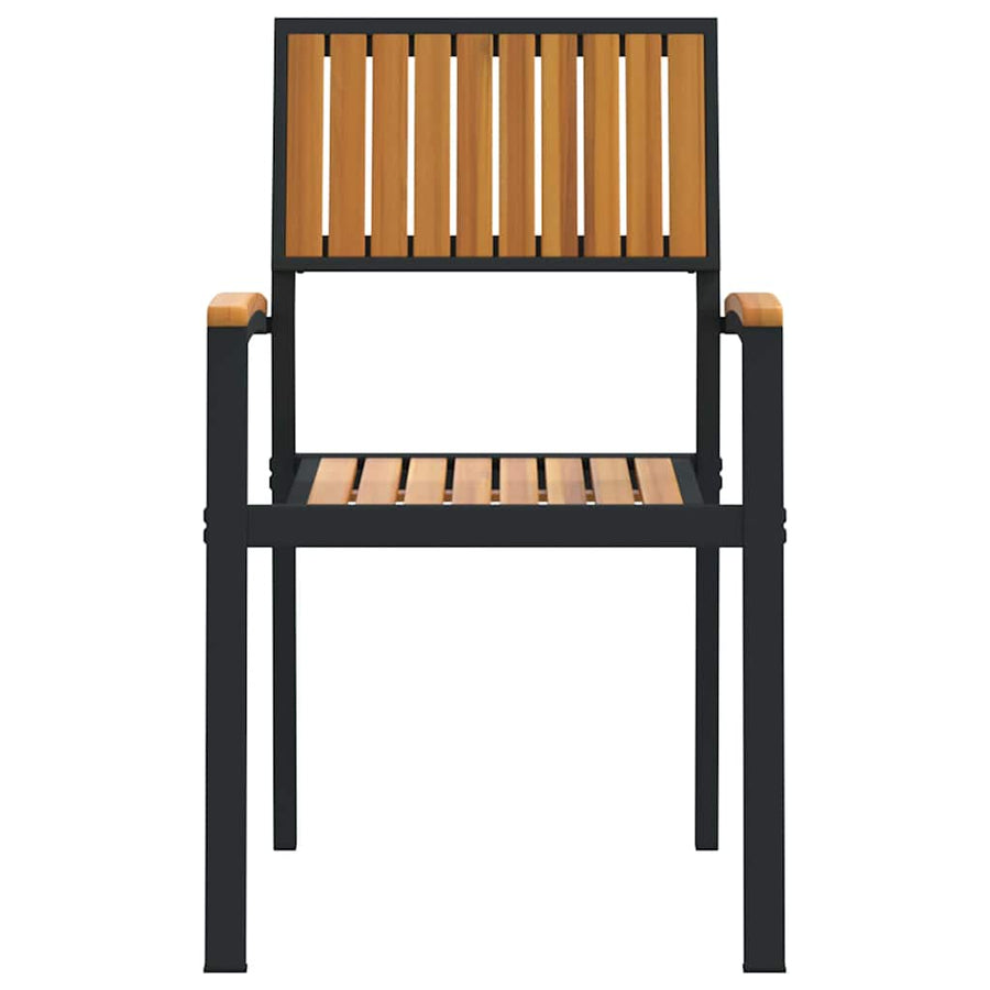 Stacking Chair 4 pcs Brown Solid Acacia Wood Stackable