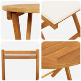 Garden Bistro Set with Cushion 3 pcs Brown Solid acacia wood - Extra Image