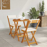 Garden Bistro Set with Cushion 3 pcs Brown Solid acacia wood - Top-Down View