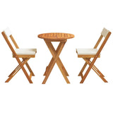 Garden Bistro Set with Cushion 3 pcs Brown Solid acacia wood - Close-Up Angle