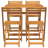 Bistro Set Folding 5 pcs Oil Natural Solid Acacia Wood
