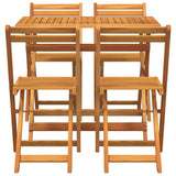 Bistro Set 5 pcs Brown Solid acacia wood - Close-Up Angle
