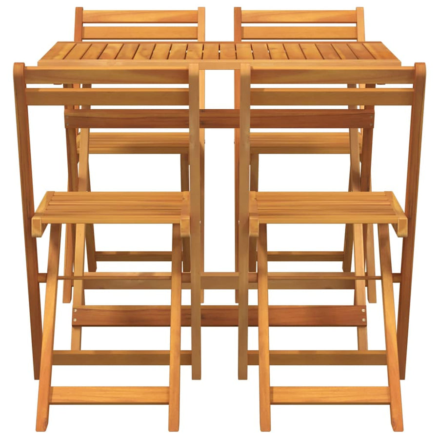 Bistro Set 5 pcs Oil Natural Solid Acacia Wood