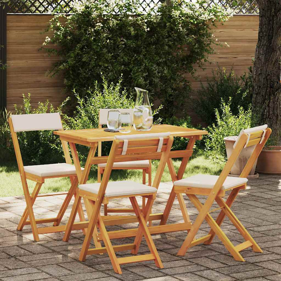 Bistro Set 5 pcs Oil Natural Solid Acacia Wood