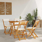 Bistro Set 5 pcs Oil Natural Solid Acacia Wood