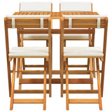 Bistro Set with Cushion 5 pcs Oil Natural Solid Acacia Wood