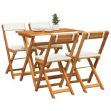 Bistro Set with Cushion 5 pcs Oil Natural Solid Acacia Wood