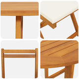 Bistro Set with Cushion 3 pcs Oil Natural Solid Acacia Wood