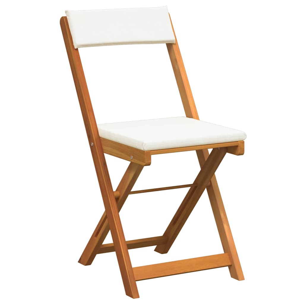 Bistro Set with Cushion 3 pcs Oil Natural Solid Acacia Wood