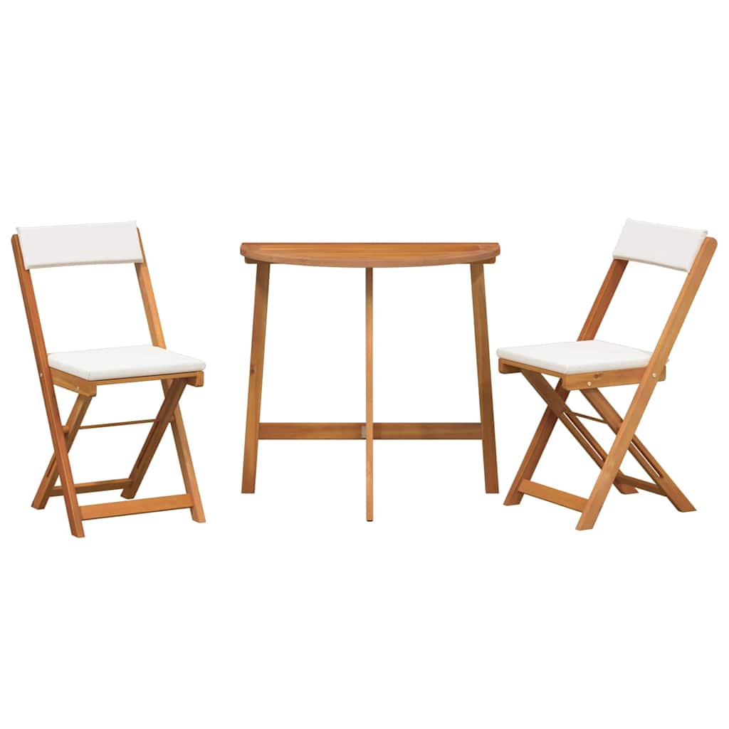 Bistro Set with Cushion 3 pcs Oil Natural Solid Acacia Wood