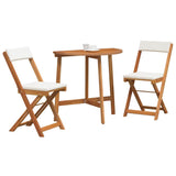 Bistro Set with Cushion 3 pcs Oil Natural Solid Acacia Wood - Side View