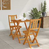 Bistro Set Folding 3 pcs Oil Natural Solid Acacia Wood - Top-Down View