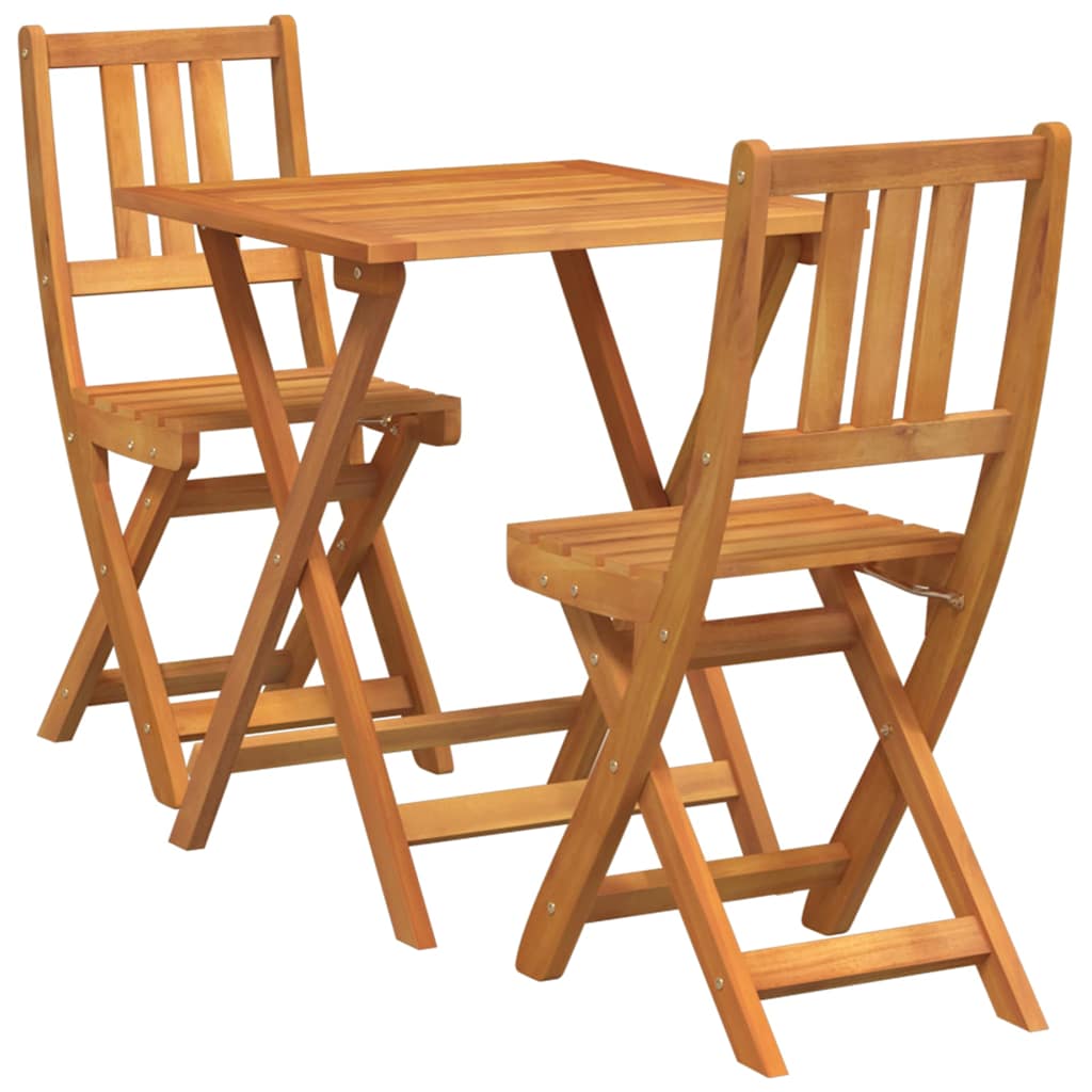 Bistro Set Folding 3 pcs Oil Natural Solid Acacia Wood
