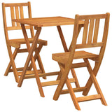 Bistro Set Folding 3 pcs Oil Natural Solid Acacia Wood