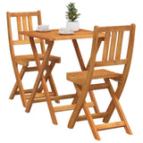 Bistro Set Folding 3 pcs Oil Natural Solid Acacia Wood - Side View