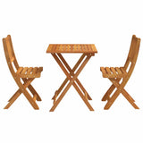 Bistro Set Folding 3 pcs Oil Natural Solid Acacia Wood - Close-Up Angle