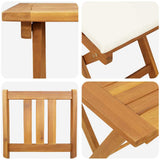 Bistro Set with Cushion 3 pcs Oil Natural Solid Acacia Wood
