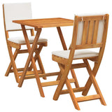 Bistro Set with Cushion 3 pcs Oil Natural Solid Acacia Wood