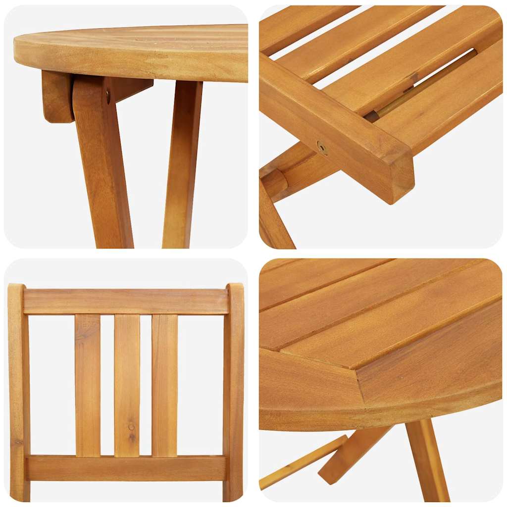 Bistro Set Folding 3 pcs Oil Natural Solid Acacia Wood