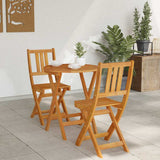 Bistro Set 3 pcs Brown Solid acacia wood - Top-Down View