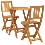 Bistro Set 3 pcs Brown Solid acacia wood - Front View