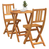 Bistro Set Folding 3 pcs Oil Natural Solid Acacia Wood