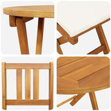 Bistro Set with Cushion 3 pcs Oil Natural Solid Acacia Wood