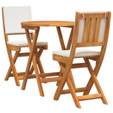 Bistro Set with Cushion 3 pcs Oil Natural Solid Acacia Wood