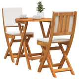 Bistro Set 3 pcs Brown Solid acacia wood - Side View