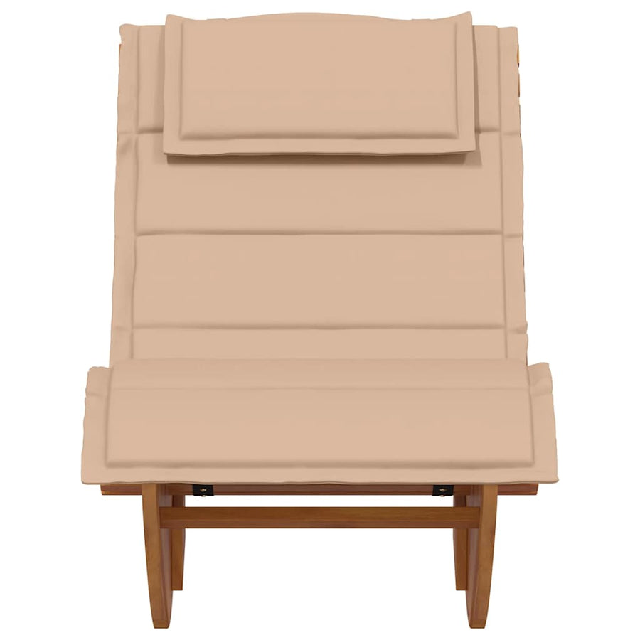 Rocking Sun Lounger with Cushion Solid Wood Acacia