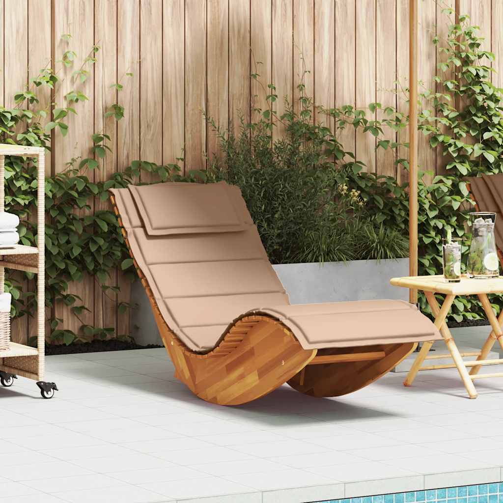 Rocking Sun Lounger with Cushion Solid Wood Acacia
