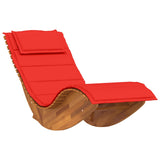 Rocking Sun Lounger with Cushion Solid Wood Acacia - Front View