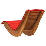 Rocking Sun Lounger with Cushion Solid Wood Acacia - Rear View