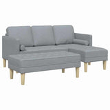 Sofa Set 2 pcs Light Grey 173 x 131 x 67 cm Fabric - Front View