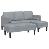 Sofa Set with Cushion 2 pcs Light Grey Polyester