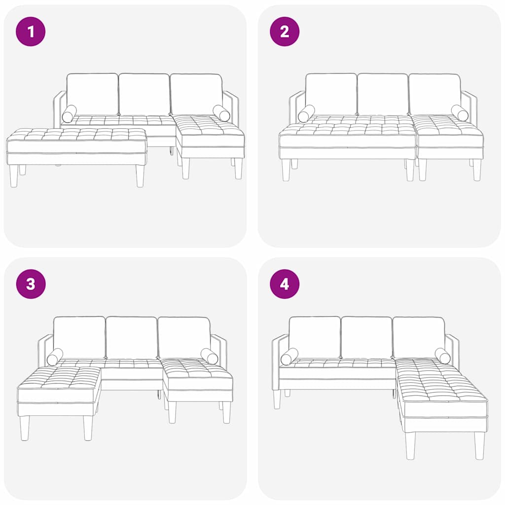 Sofa Set 2 pcs Light Grey 173 x 131 x 67 cm Fabric
