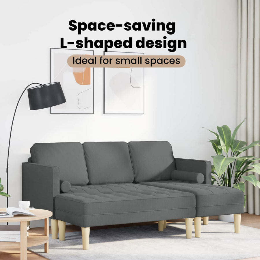 Sofa Set 2 pcs Dark Grey Polyester