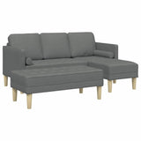 Sofa Set 2 pcs Dark grey 173 x 131 x 67 cm Fabric - Front View