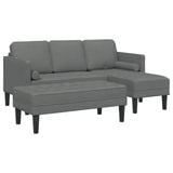 Sofa Set with Cushion 2 pcs Dark Grey Polyester