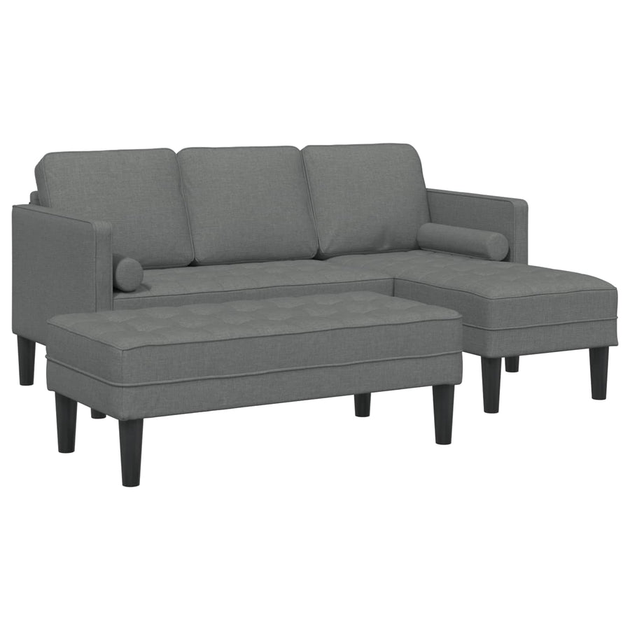 Sofa Set 2 pcs Dark Grey Polyester
