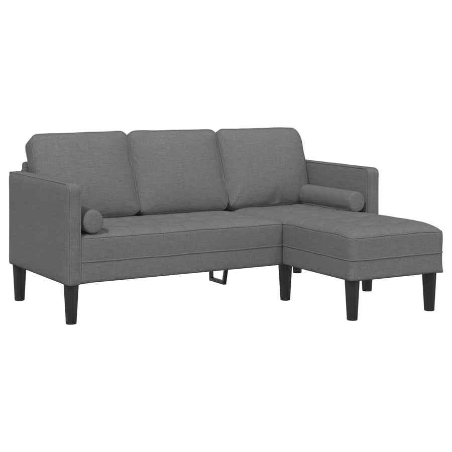 Sofa Set 2 pcs Dark Grey Polyester