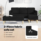 Sofa Set with Cushion 2 pcs Black Polyester - Extra Image